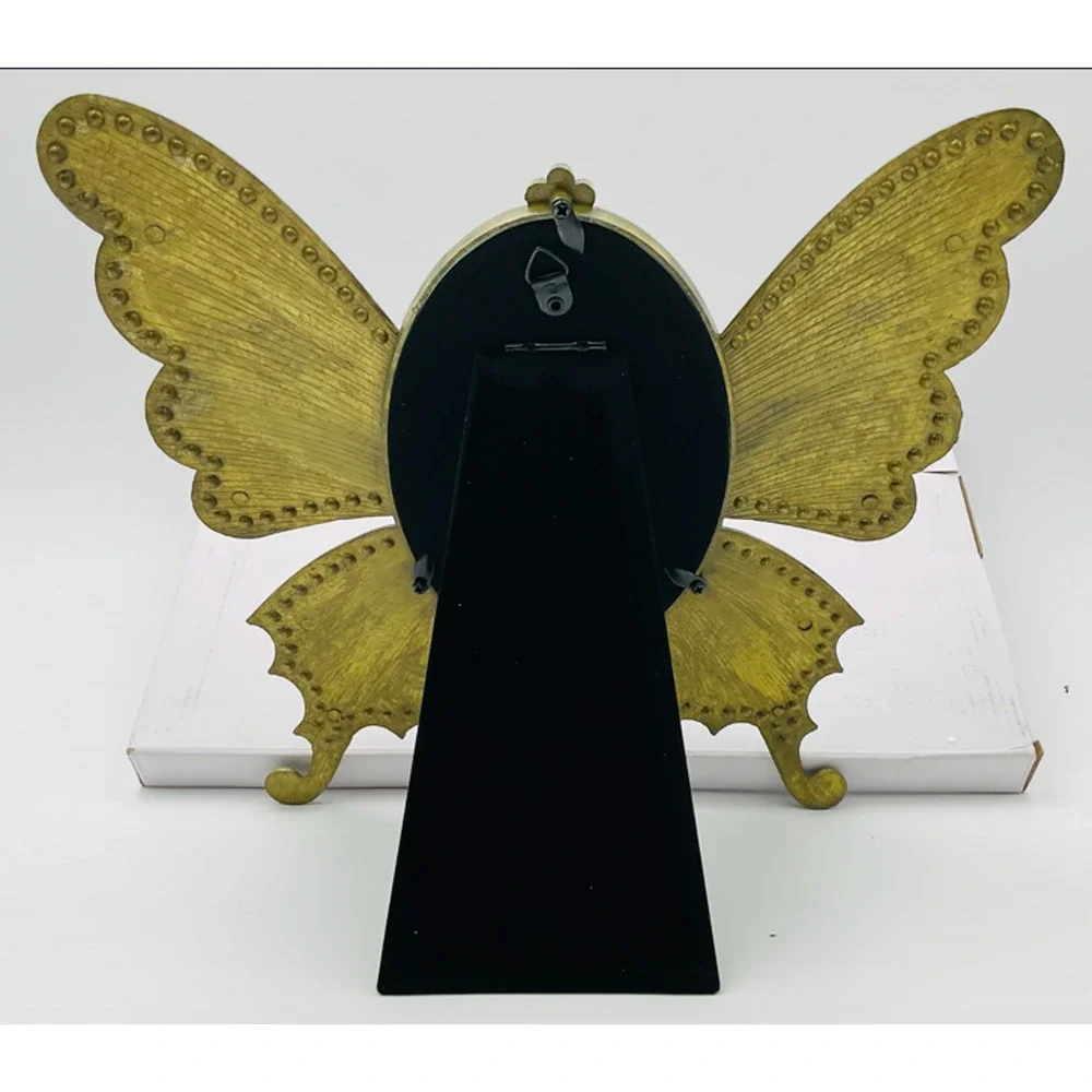 Butterfly 4x6 Inch Picture Frame for Table or Hanging Display Metallic Ornate
